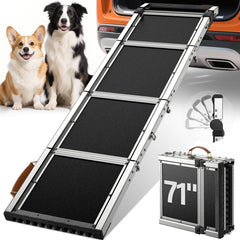 Quietex dog ramp with 71-inch extended length for a gentler incline and easy loading.