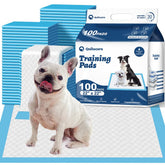 Quilocare dog pee pads 100-count pack for reliable multi-use training and mess containment.
