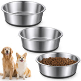 Qulkws 3-pack stainless steel dog bowls with non-slip base for stable feeding