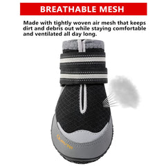 QUMY dog boots with adjustable reflective Velcro straps for secure nighttime fit.