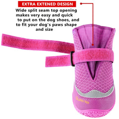 QUMY dog boots anti-slip-soles offer stable traction on floors and trails.
