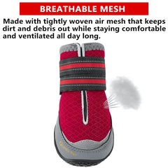 QUMY dog boots breathable mesh keeps paws cool.