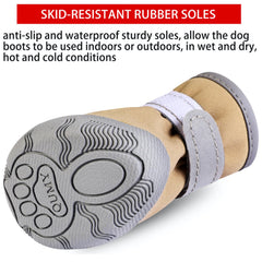 QUMY dog shoes adjustable-strap-zip shows secure fit for active puppies.