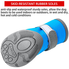 QUMY blue dog shoes size 3 rubber sole close-up for skid resistance