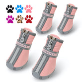 QUMY dog shoes closeup with zip strap showing secure fit for small dogs.