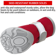 QUMY dog shoes red waterproof material keeps paws dry