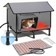 Qvamodo 6-layer all-weather cat house provides durable shelter for outdoor cats in extreme conditions.