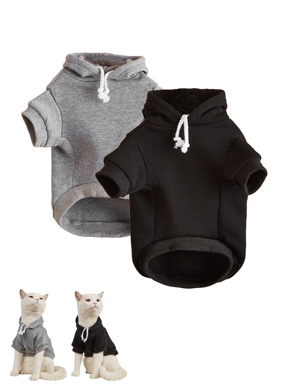 QWINEE Basic Dog Hoodie grey front view with easy-on design for quick dressing and warmth.