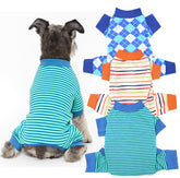 Qxqyon 3-pack dog pajamas striped pattern provides cozy, breathable sleepwear for small dogs.
