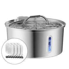 Qzkragt cat water fountain stainless full view showing durable metal construction for pets