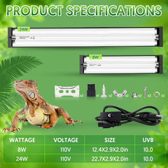 QZQ T5 UVB fixture with flame-retardant covers for safe reptile lighting
