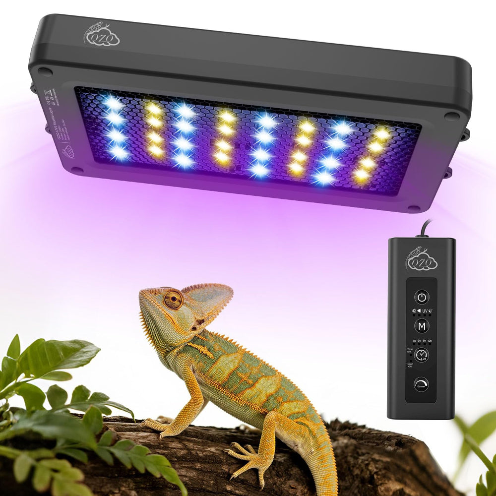 QZQ UVB reptile lamp 24W; UVB output supports healthy growth.