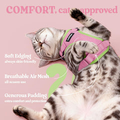 Rabbitgoo cat harness vest design distributes leash pressure away from the throat.