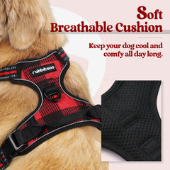 rabbitgoo dog harness no-pull back view with dual leash rings for versatile walks