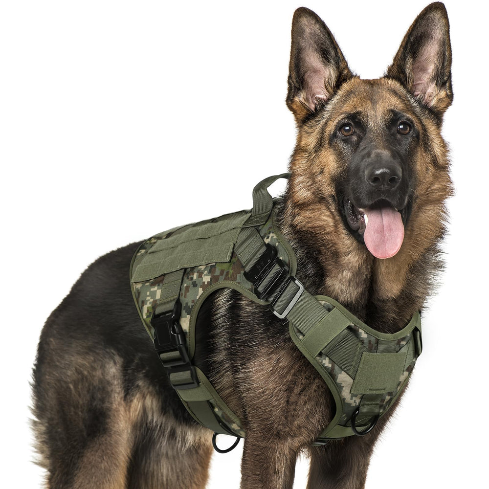 Rabbitgoo tactical dog harness front view XL with secure handle for control