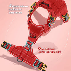 Rabbitgoo tactical dog harness strap detail highlighting reinforced stitching for durability.