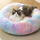 Raimaiso round fluffy bed 20inch front view delivers cozy support for small pets