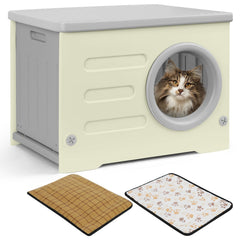 RAIN QUEEN cat house outdoor stackable front view for weatherproof shelter