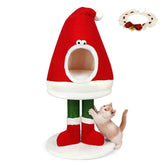 RAIN QUEEN Christmas cat bed with collar offers festive play space for curious indoor cats.