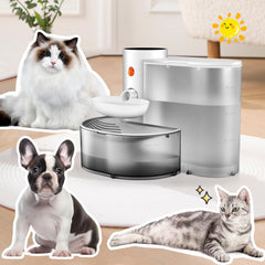 RAINPOT automatic pet water fountain front view promotes fresh hydration for cats and dogs.