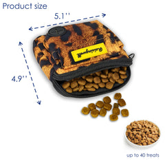 Raisingwell dog treat pouch leopard-pattern-closeup highlights durable exterior.