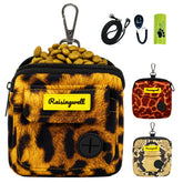 Raisingwell dog treat pouch leopard-strap enables quick leash-access to treats.