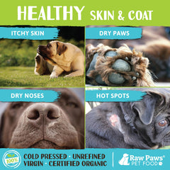 Raw Paws coconut oil spoon dosing demonstrates easy pet supplement.