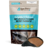 Raw Paws filled cow hooves peanut butter packaging shows premium long-lasting dog chews.