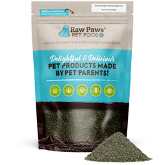 Raw Paws Organic Kelp Powder bottle highlighting immune-support minerals for pets