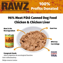 Rawz 96% meat wet dog food chicken liver chunks ideal for palatable meals