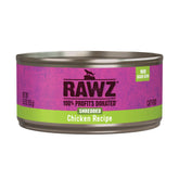 Rawz chicken shredded wet cat food in a bowl showing real meat for a satisfying meal