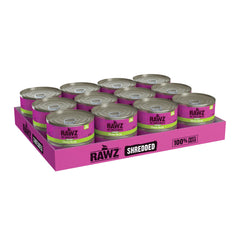 Rawz chicken shredded wet cat food can opening to preserve moisture and freshness