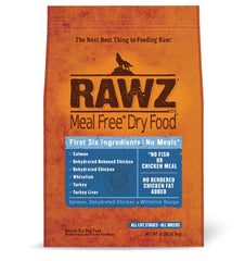 Rawz Meal Free Dry Dog Food 3-5lb bag open for convenient rotation feeding.