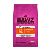 Rawz Real Rabbit dry food package front highlights premium USA-made cat nutrition.