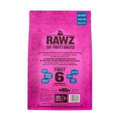 Rawz Salmon Dehydrated Chicken and Whitefish dry cat food bowl showcasing a satisfying meal.