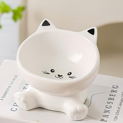 Raytrue-X raised cat bowl dish detail with smooth glaze for easy cleaning.