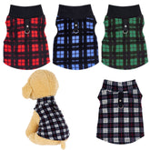 Rbenxia buffalo plaid dog sweater front view, warm fleece for cozy outdoor walks.