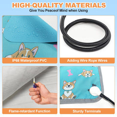 RC SLL dog heating pad in use with a cat or small dog resting comfortably