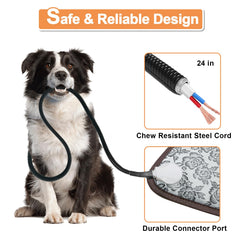 RC SLL heated dog bed rose chew-resistant cord protection highlights safety during play