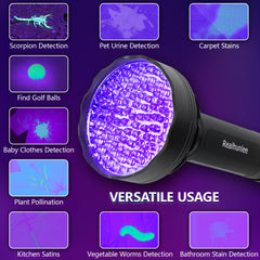 Realhunlee UV flashlight reveals bed bug traces in rooms