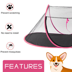 Realife portable cat tent rose red closed design for travel-ready shelter