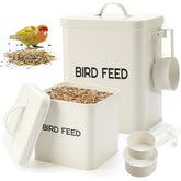 Reallnaive large bird-seed container with lid keeps seeds fresh and organized.