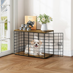 Rechgosh 24-inch dog crate end table shown in a living room setup for small dogs.
