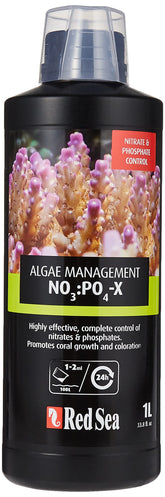 Red Sea NO3:PO4-X bottle pour reduces nutrients for clearer reef tank water