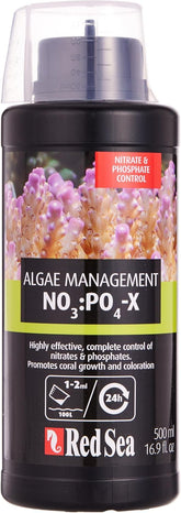 Red Sea NO3:PO4-X bottle pour supports stable reef chemistry.