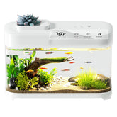 Red Tail Fish smart betta tank front view with integrated lid for easy maintenance.