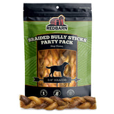 Redbarn braided bully sticks variety party pack — long-lasting chew for dogs.