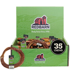 Redbarn Bully Stick Rings close-up shows natural texture for a satisfying chew.