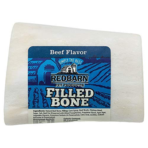 Redbarn filled dog bones 3-inch beef femur with semi-moist filling for durable chewing and dog-friendly dental care