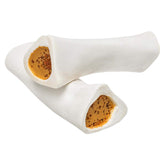 Redbarn Filled Dog Bones 6-inch Cheese N' Bacon package; long-lasting chew for aggressive chewers.